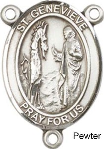 St. Genevieve Rosary Centerpiece Sterling Silver or Pewter [BLCR0211]