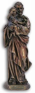 St. Joseph &amp; Child Statue, Bronzed Resin  - 8 inches [GSS037]