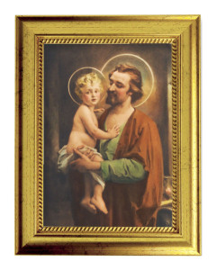 St. Joseph with Jesus by Chambers 5x7 Print in Gold-Leaf Frame [HFA5260]