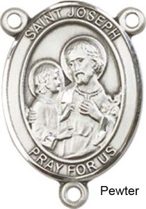 St. Joseph Rosary Centerpiece Sterling Silver or Pewter [BLCR0227]