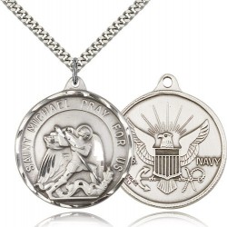 Men's Round St. Michael Navy Medal [BM0937]
