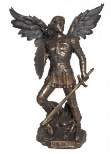 St. Michael Statue, Bronzed Resin Finish - 9 inches [GSS011]