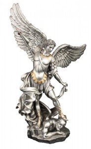 St. Michael Statue, Pewter Finish - 14 1/2 inch [GSS078]
