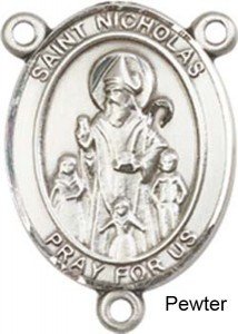 St. Nicholas Rosary Centerpiece Sterling Silver or Pewter [BLCR0247]