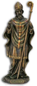 St. Patrick Statue, Bronzed Resin - 8 inch [GSS042]