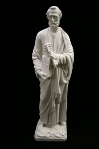 Saint Peter Statue White Marble Composite - 24.5 inch [VIC0104]