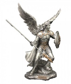 St. Raphael Statue, Silver Gold - 9 inches [GSS060]