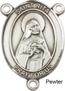 St. Rita of Cascia Rosary Centerpiece Sterling Silver or Pewter [BLCR0261]