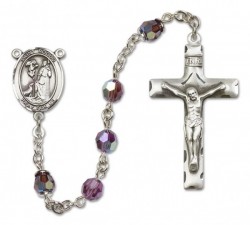 St. Rocco Sterling Silver Heirloom Rosary Squared Crucifix [RBEN0344]
