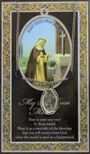 St. Rose of Lima Medal in Pewter with Bi-Fold Prayer Card [HPM048]