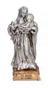 St. Rose of Lima Pewter Statue 4 Inch [HRST538]