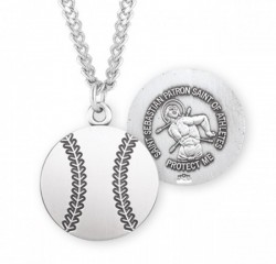 St. Sebastian Baseball Medal Sterling Silver [HMM1063]
