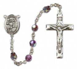 St. Vitus Sterling Silver Heirloom Rosary Squared Crucifix [RBEN0418]