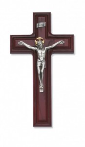 Dimensional Edge Stained Cherry Wall Crucifix 10 inch [CRX3828]