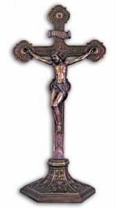 Standing Bronzed Resin Wall Crucifix - 22 Inches [GSCH1078]