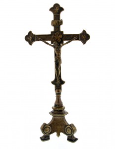 Standing Crucifix in Antiqued Brass - 13 Inches [GSCH1148]