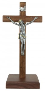 Standing Walnut Crucifix with Two-Tone Corpus 10 Inch [CRX4417]