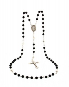Sterling Silver Black Onyx Rosary 6mm [HMBR021]