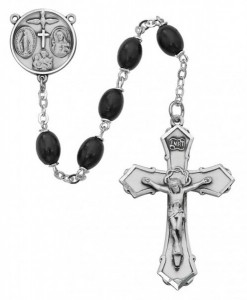 Sterling Silver Boys Confirmation Rosary in Black [MVRB1013]