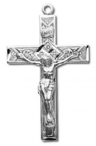 Pretty Square Edge Sterling Silver Rosary Crucifix [RECRX018]