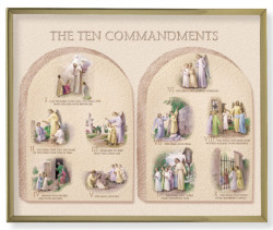 Ten Commandments 8x10 Gold Trim Plaque [HFA0212]