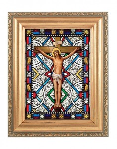 The Crucifixion Gold Frame Stained Glass Effect [HFA4602]