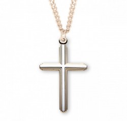 Two-Tone Cross Necklace Gold Plated Sterling Silver [RECR1003]