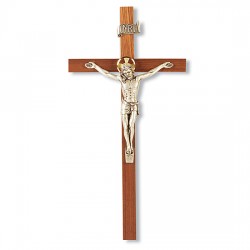 Slimline Two-tone Walnut Crucifix - 11 inch [CRX4193]