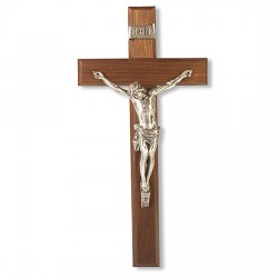 Bowed Head of Christ Walnut Wall Crucifix - 12 inch [CRX4249]