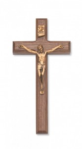 Walnut Wall Crucifix 8 inch Beveled Edge [CRX3835]