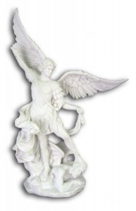 White St. Michael Statue - 10 Inches  [GSCH1088]