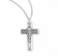 Women's Beveled Edge Ribbon Edge Crucifix Necklace [HMM3317]