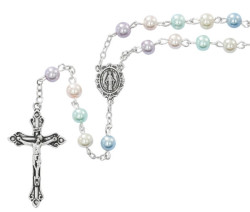 Womens Multi-Color Faux Pearl Rosary [MVR0643]