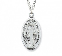 Women's Narrow Oval Miraculous Medal Necklace [CM2046]