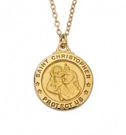 Women's Saint Christopher Medal Round Goldtone [MV2025]