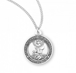 Women's Saint Michael Round Sterling Silver Medal [HMM3004]