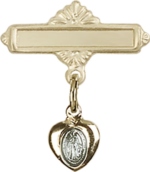 Engravable Baby Pin with Blue Miraculous Charm