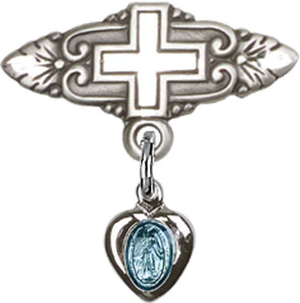 Blue Miraculous Charm and Badge Pin with Cross
