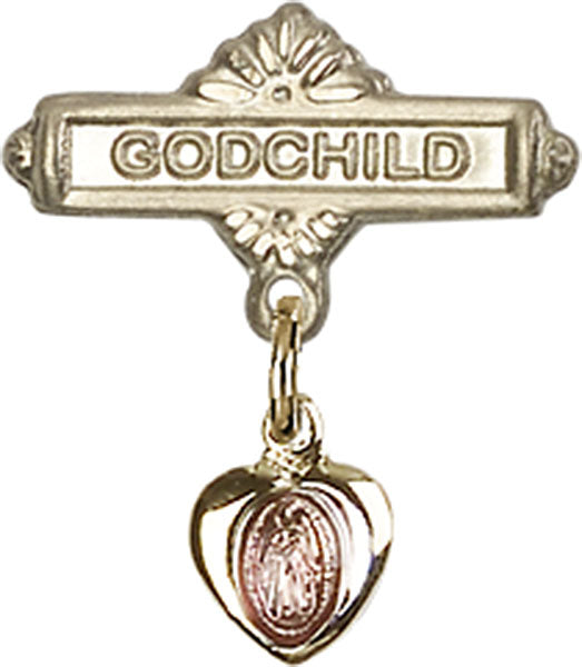 Pink Miraculous Heart Shaped Charm and Godchild Badge Pin