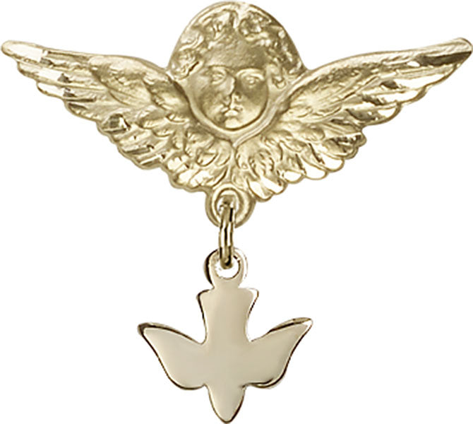 Holy Spirit Charm and Angel with Larger Wings Badge Pin
