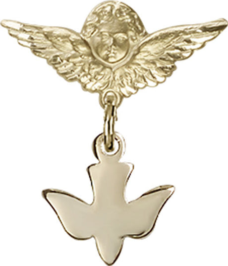 Holy Spirit Charm and Angel with Smaller Wings Badge Pin