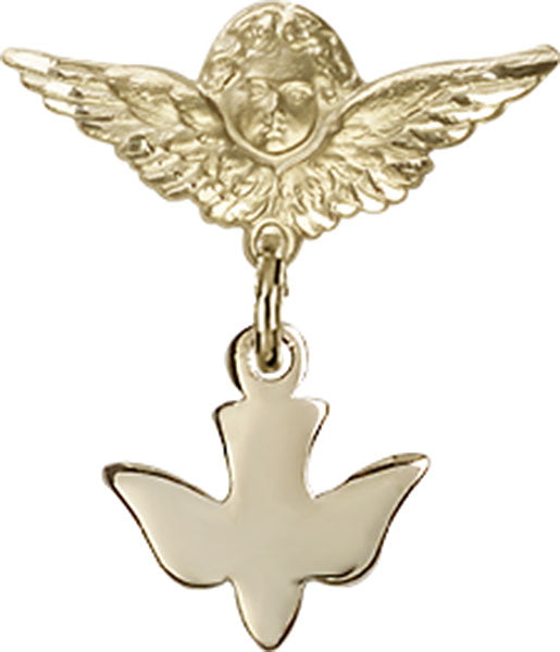 Holy Spirit Charm and Angel with Smaller Wings Badge Pin