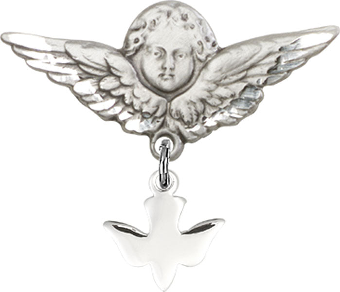 Holy Spirit Charm and Angel with Larger Wings Badge Pin