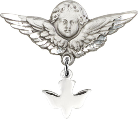 Holy Spirit Charm and Angel with Larger Wings Badge Pin