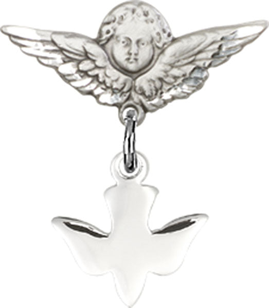 Holy Spirit Charm and Angel with Smaller Wings Badge Pin