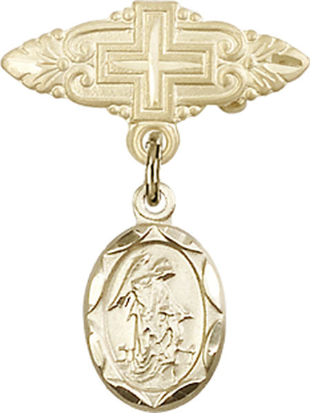 Guardian Angel Charm and Badge Pin with Cross