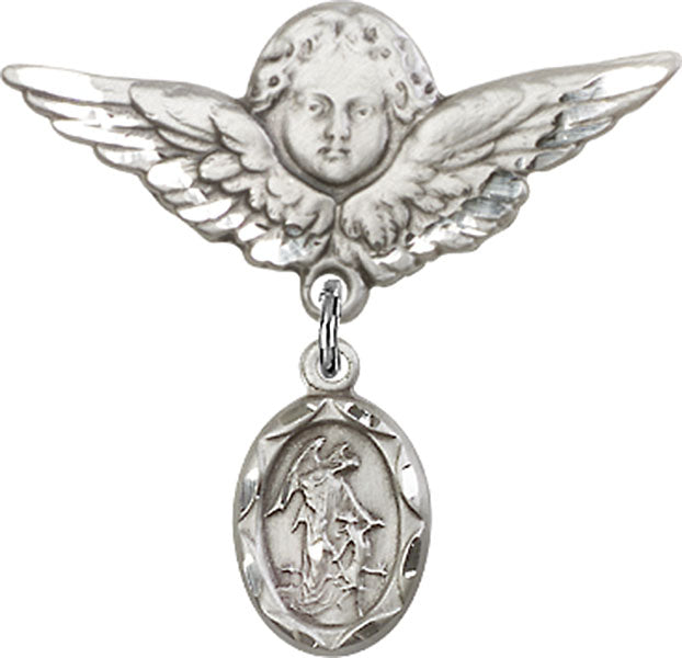 Guardian Angel Charm and Angel with Larger Wings Badge Pin