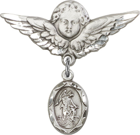 Guardian Angel Charm and Angel with Larger Wings Badge Pin