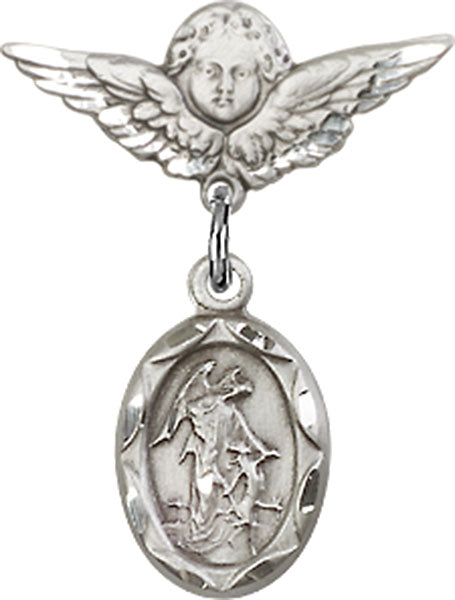 Guardian Angel Charm and Angel with Smaller Wings Badge Pin