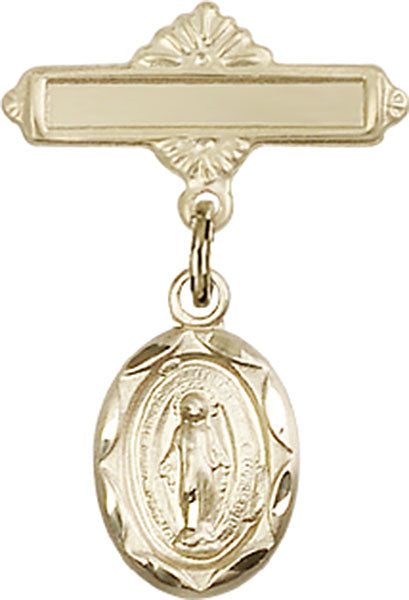 Miraculous Charm and Polished Engravable Badge Pin